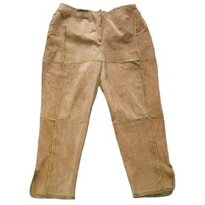 Ashley Stewart Stitched Tan Leather Pants Size 24